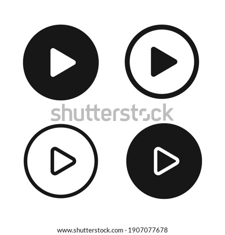 Play Button Icon Circle vector set | Video Audio Player Symbols isolated | - stock vector