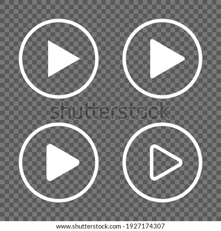 White Play Button Icons isolated on transparent background. Play Button circle. Video player navigate icons set. Editable Stroke. Stock vector