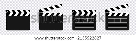 Clapper board vector icon set . Opened and closed movie clapper film clap board. Vector illustration