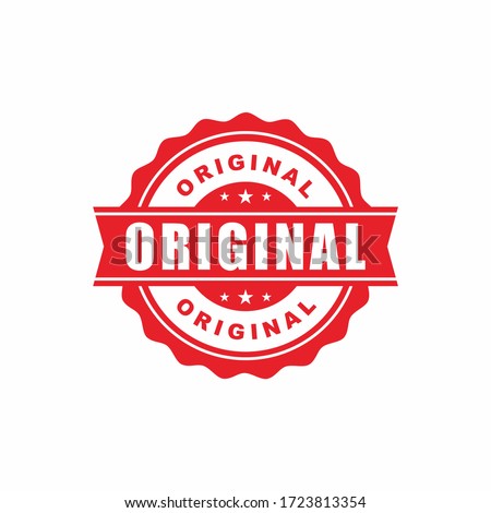 Red Original Stamp Label Illustration Design, Original Logo or Icon Template Vector