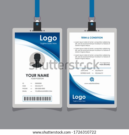 Abstract Elegant Blue Curve Id Card Design, Professional Identity Card Template Vector for Employee and Others Stock fotó © 