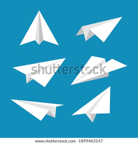 Set of Simple Papper Plane Shape Illustration Design, Collection of Flat Papper Plane Element Template Vector