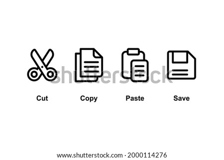 Set of Simple Flat Copy Paste Icon Illustration Design, Copy Paste Symbol Collection with Outlined Style Template Vector
