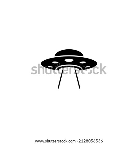 flat ufo icon illustration design, simple alien ship symbol vector