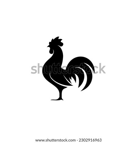 flat rooster icon silhouette illustration vector