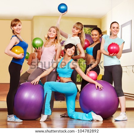 Women group in aerobics class.