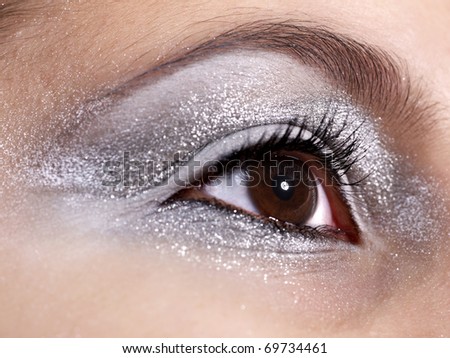 Close-up of female eye make-up.