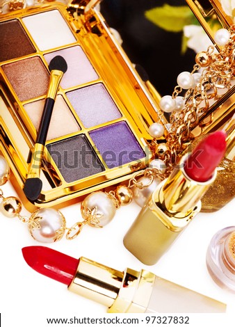 Decorative cosmetics for makeup. Isolated.
