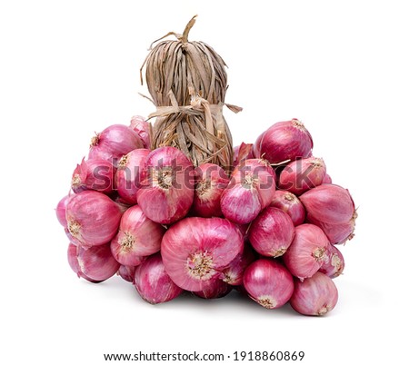 Isolated onion. Shallot onions in a group small red on white background. spices cooking shallot fresh with clipping path. Foto d'archivio © 