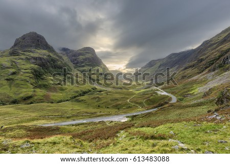 Similar – Image, Stock Photo Glencoe valley in the scottish highlands.