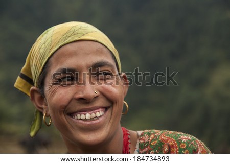 JUNBESI, NEPAL - CIRCA OCTOBER 2013: Nepalese woman circa October 2013 in Junbesi.