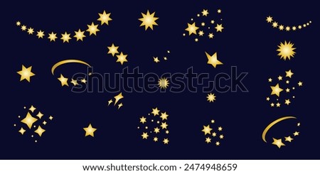 Set of starburst gold stars  isolated