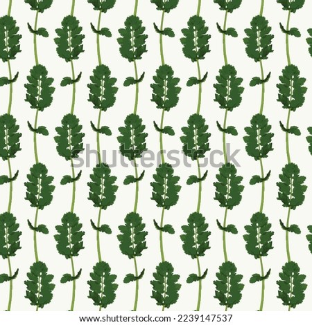 Sinapis Alba leaves pattern in green on white background. Can be used for fashion and textile graphics as a fabric all-over print or for home decor such as wallpapers, tablecloths, bedclothes