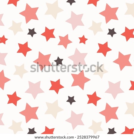 Stars seamless in varying sizes in orange, peach, chocolate and off-white on white. Can be used as a base for a website landing page or as an all-over print for textiles, wallpaper and wrapping paper