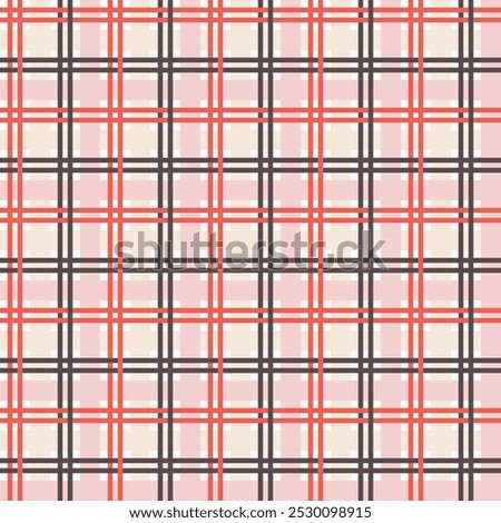 Geometric plaid seamless in orange, peach, chocolate and off-white on white. Ideal for fashion graphics (all-over prints), home decor (wallpaper, tablecloths, bedding) or wrapping paper and covering