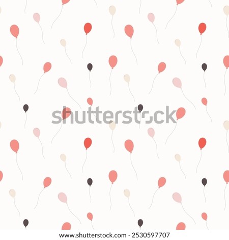 Party balloons seamless in orange, peach, chocolate and off-white on white. Ideal for fashion graphics (all-over prints), home decor (wallpaper, tablecloths, bedding) or wrapping paper and covering