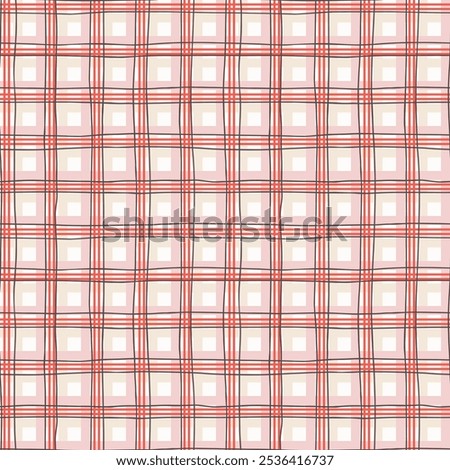 Hand-drawn irregular plaid seamless in orange, peach, chocolate and off-white. Ideal for fashion graphics (all-over prints), home decor (wallpaper, tablecloths, bedding) or wrapping paper and covering