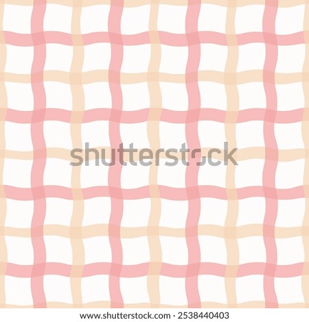 Hand-drawn wavy plaid seamless in orange, peach, chocolate and off-white. Ideal for fashion graphics (all-over prints), home decor (wallpaper, tablecloths, bedding) or wrapping paper and covering