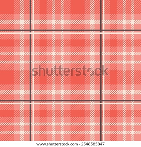 Plaid seamless in light red, brown and off-white on peach. Tartan check pattern. Ideal for fashion graphics (all-over prints), home décor (wallpaper, tablecloths, bedclothes), wrapping paper, covering