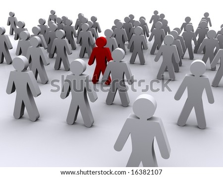 3d Image Of A Man In A Gathering Of Other Men, A Metaphor For Being ...