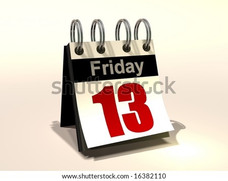 3D image of a flip book calendar Friday the 13th