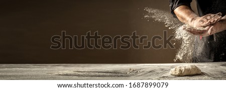 Similar – Image, Stock Photo Baker rolling out dough in kitchen