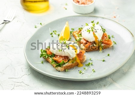 Similar – Image, Stock Photo Toast and Poached Eggs egg