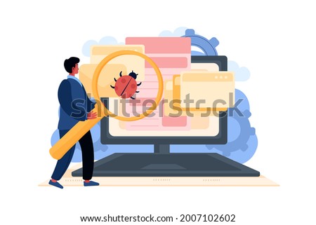 Computer Adware Attack Illustration concept. Flat illustration isolated on white background.