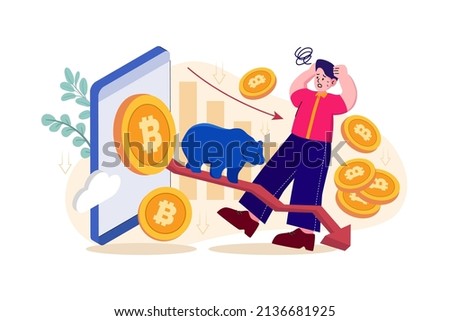 Bearish crypto coin Illustration concept. Flat illustration isolated on white background.