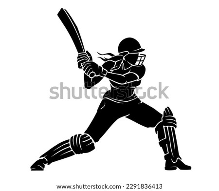 Women's Cricket Sport Action Silhouette