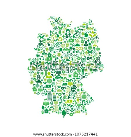 Germany map environmental protection green concept icons
