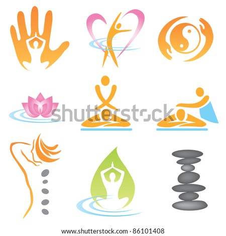 Set of massage , wellnes and spa icons. Vector illustration.