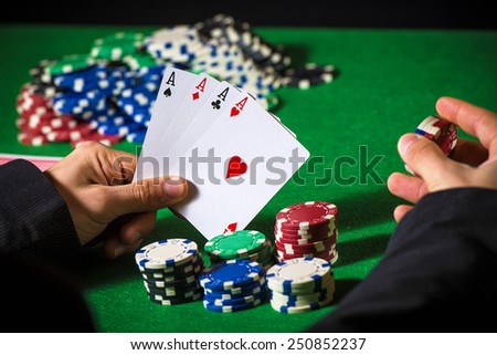 Hand of four aces in poker