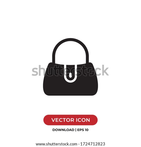 Handbag icon vector. Simple filled woman handbag sign