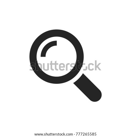 Search magnifier icon. Magnifying glass symbol. Zoom pictogram, flat vector sign isolated on white background. Simple vector illustration for graphic and web design.
