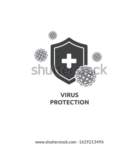 Coronavirus 2019-nCoV with shield protection from the virus. Premium icon vector