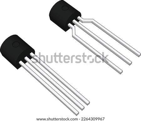 3D Transistor icon is an electrical component icons to use in scheme electric. Black colour transistor vector with white background.