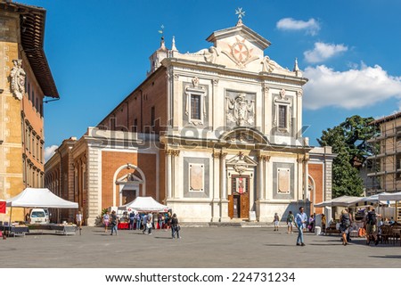 PISA,ITALY - SEPTEMBER 14,2014 - Church Santo Stefano dei Cavalieri in Pisa. The Knights Square is the second main square of the city Pisa.