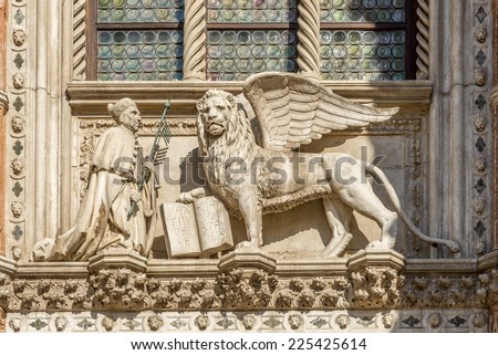 Sculpture San Marco with Winged Lion - Venice,Italy