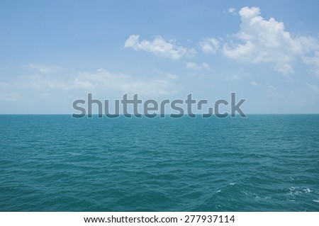 Blue ocean with still wave and clear blue sky