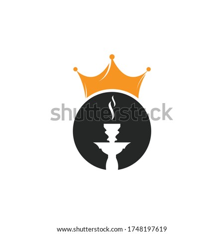 Hookah king vector logo design. Hookah logo with crown icon.