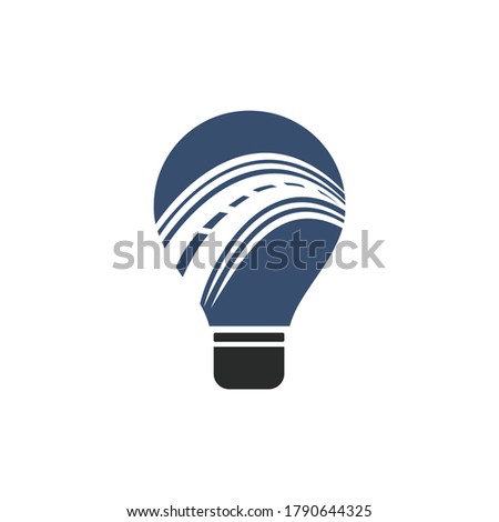 Creative road journey logo design. Road and lamp bulb logo vector design template.