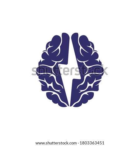 Thunder brain vector logo design. Brain power with electric logo design template.