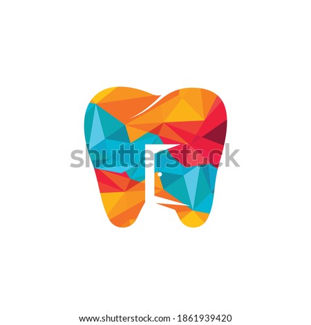 Tooth and entrance door icon logo. Dental place logo design concept.	