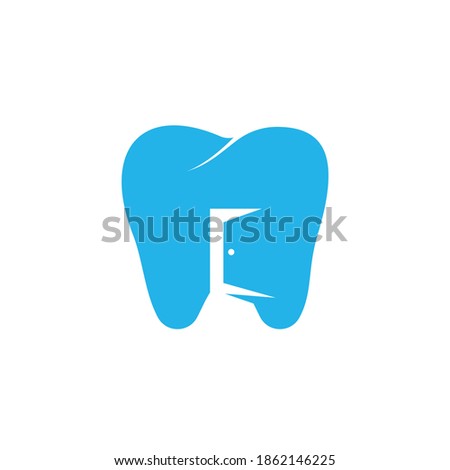 Tooth and entrance door icon logo. Dental place logo design concept.	