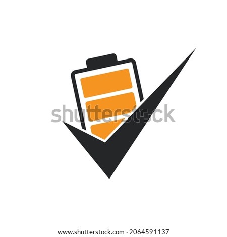 Battery check mark vector logo design template. Vector illustration of check list battery logo icon template.	