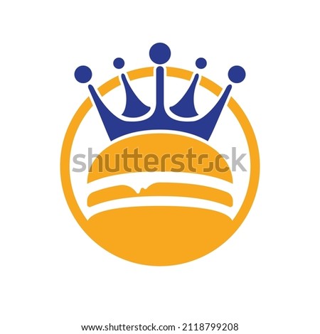 Burger king vector logo design. Burger with crown icon logo concept.	