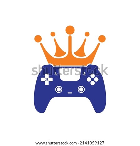 Game king vector logo design. Gamepad with crown vector icon design.	