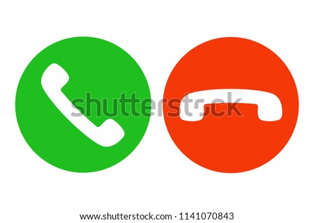 Answer and decline phone call buttons. Green and red. Vector.