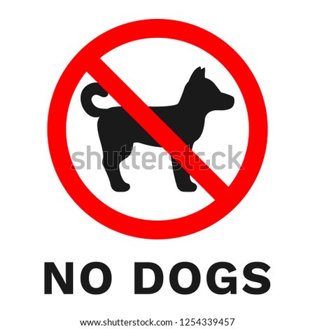 NO DOGS sign. Sticker with inscription. Vector.